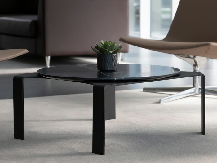 MOON NERO MARQUINA - Low round marble coffee table _ Maami Home